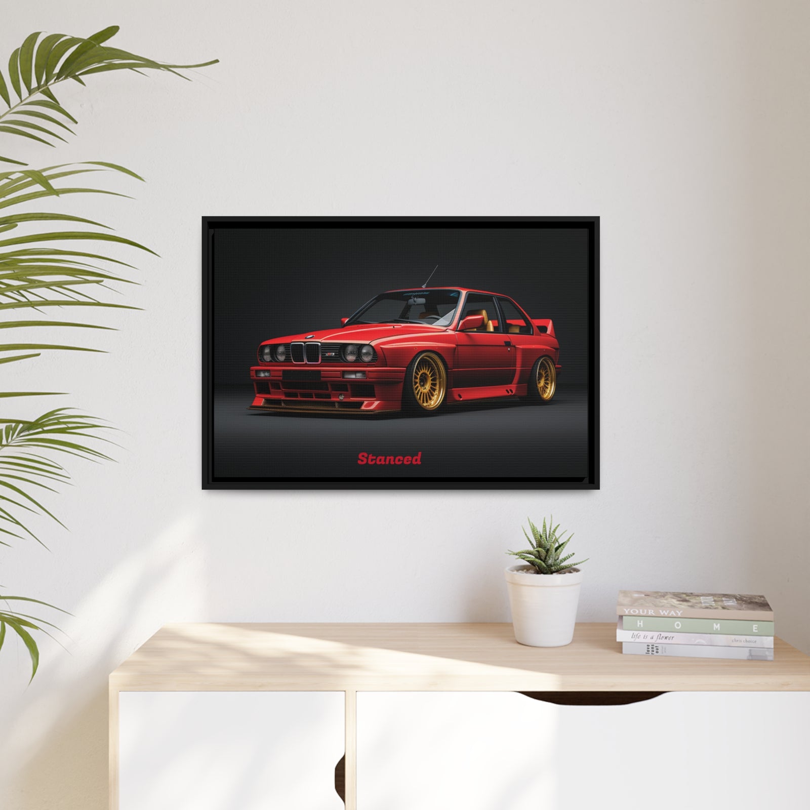 BAVSpeed "Stanced" BMW Wall Art Matte Canvas, Black Frame