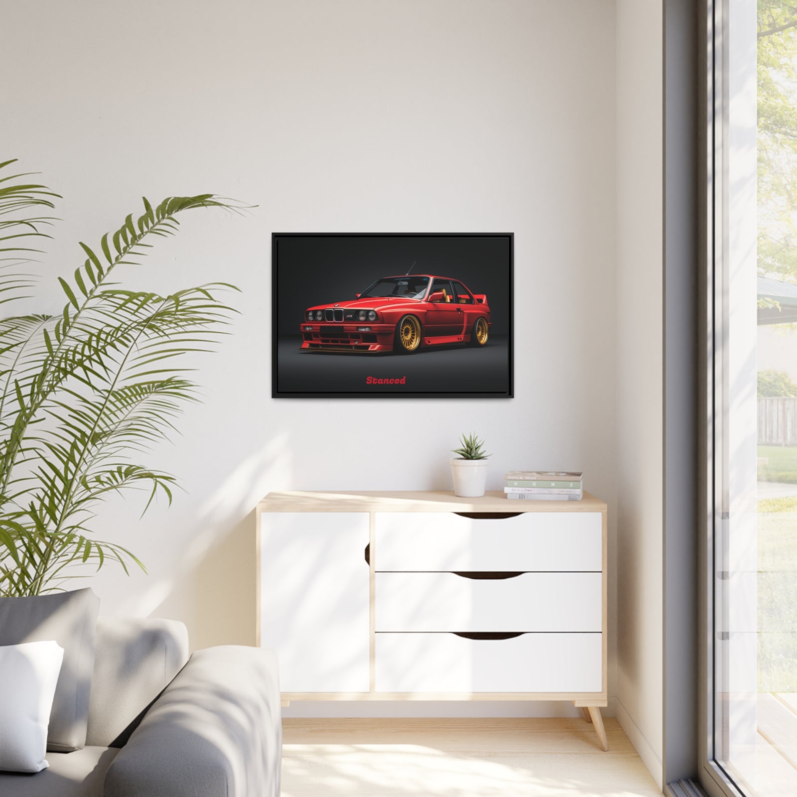 BAVSpeed "Stanced" BMW Wall Art Matte Canvas, Black Frame